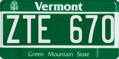 VT license plate ZTE670