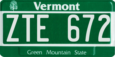 VT license plate ZTE672
