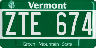 VT license plate ZTE674