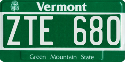 VT license plate ZTE680