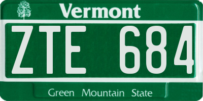 VT license plate ZTE684