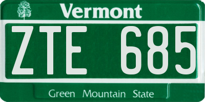 VT license plate ZTE685