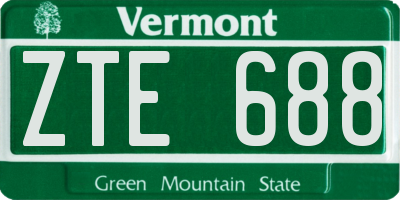 VT license plate ZTE688