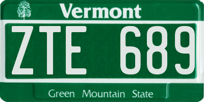 VT license plate ZTE689