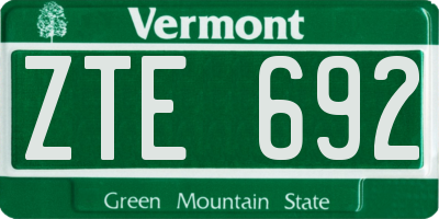 VT license plate ZTE692