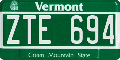 VT license plate ZTE694