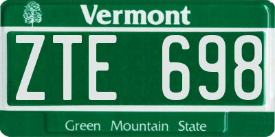 VT license plate ZTE698