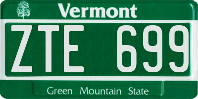 VT license plate ZTE699