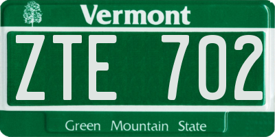 VT license plate ZTE702