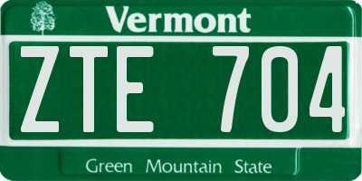 VT license plate ZTE704