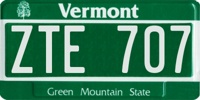 VT license plate ZTE707