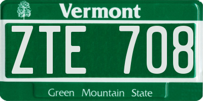 VT license plate ZTE708
