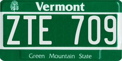 VT license plate ZTE709