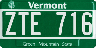VT license plate ZTE716