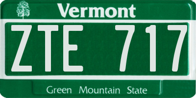 VT license plate ZTE717
