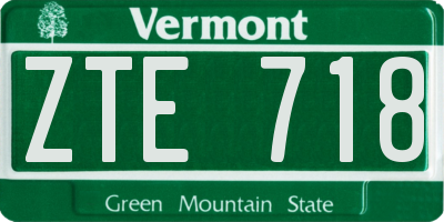 VT license plate ZTE718