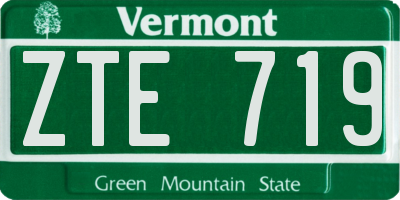 VT license plate ZTE719
