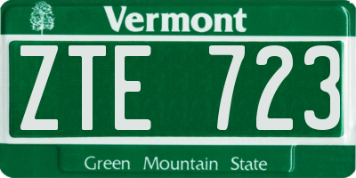 VT license plate ZTE723