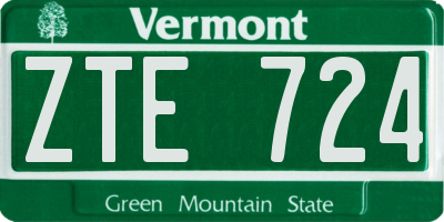VT license plate ZTE724