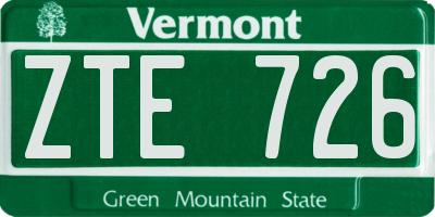 VT license plate ZTE726