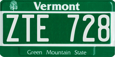 VT license plate ZTE728