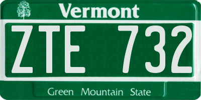VT license plate ZTE732