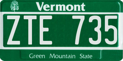 VT license plate ZTE735