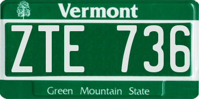 VT license plate ZTE736
