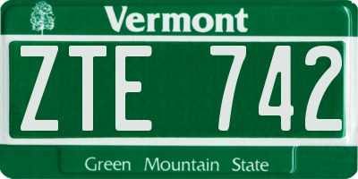 VT license plate ZTE742