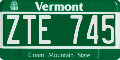 VT license plate ZTE745
