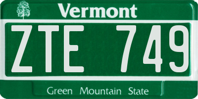 VT license plate ZTE749
