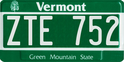 VT license plate ZTE752