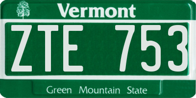 VT license plate ZTE753