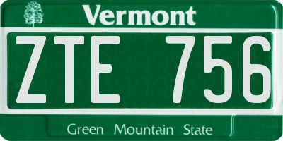 VT license plate ZTE756