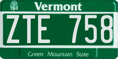 VT license plate ZTE758