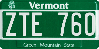 VT license plate ZTE760