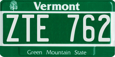 VT license plate ZTE762