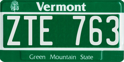 VT license plate ZTE763