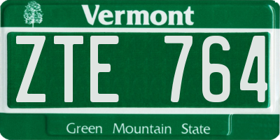 VT license plate ZTE764