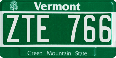 VT license plate ZTE766