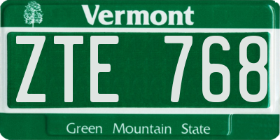 VT license plate ZTE768