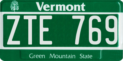 VT license plate ZTE769
