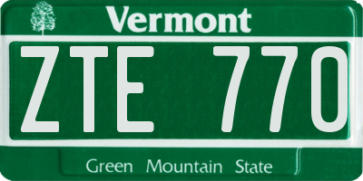 VT license plate ZTE770