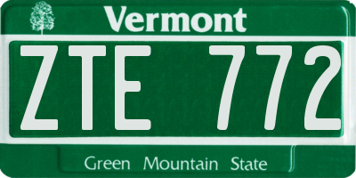 VT license plate ZTE772