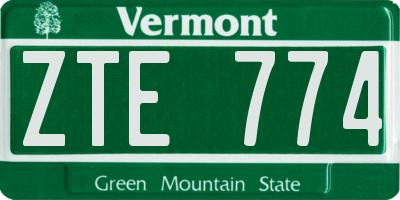 VT license plate ZTE774