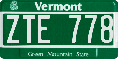 VT license plate ZTE778