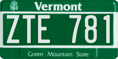 VT license plate ZTE781