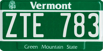 VT license plate ZTE783