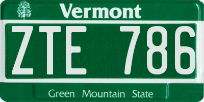 VT license plate ZTE786