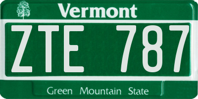 VT license plate ZTE787